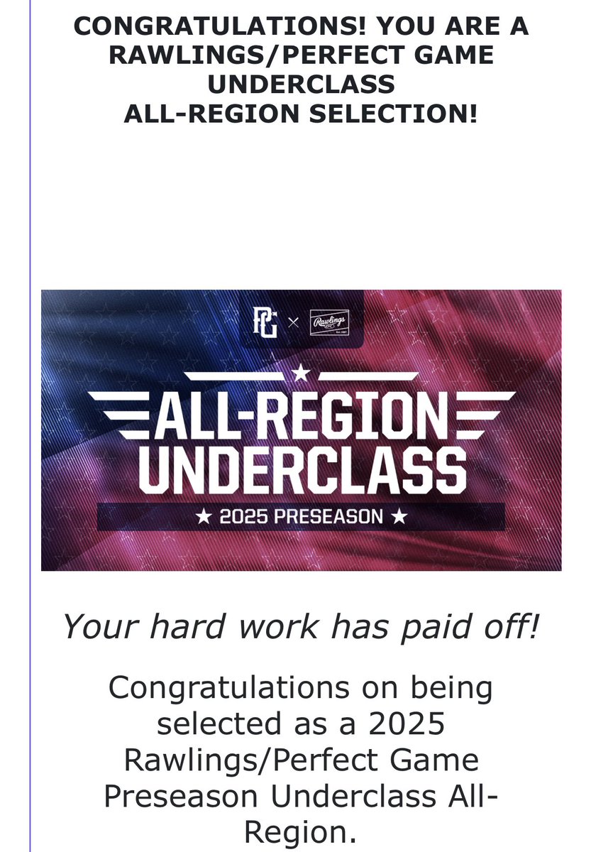 Thank you <a href="/PG_Scouting/">Perfect Game Scout</a> for being named all-region underclass Honorable mention!