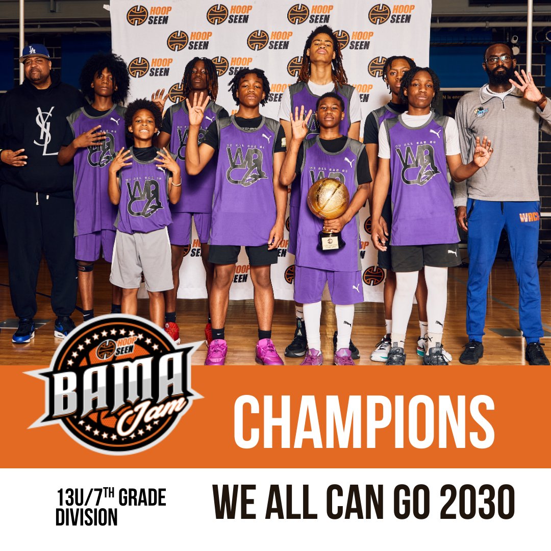 Congratulations to our 13U/7th Grade #BamaJam Champions, We All Can Go 2030🏆