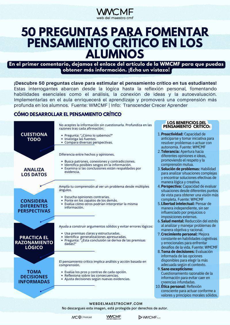 La habilidad pensamiento crítico es una de las más relevantes a desarrollar, y no sólo para estudiantes

Interesante propuesta