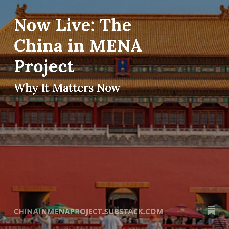 chinainmena's tweet image. The China in MENA Project is LIVE!
New drops every Monday and Friday — tracking China’s moves in North Africa and the Middle East.
Subscribe: chinainmenaproject.substack.com