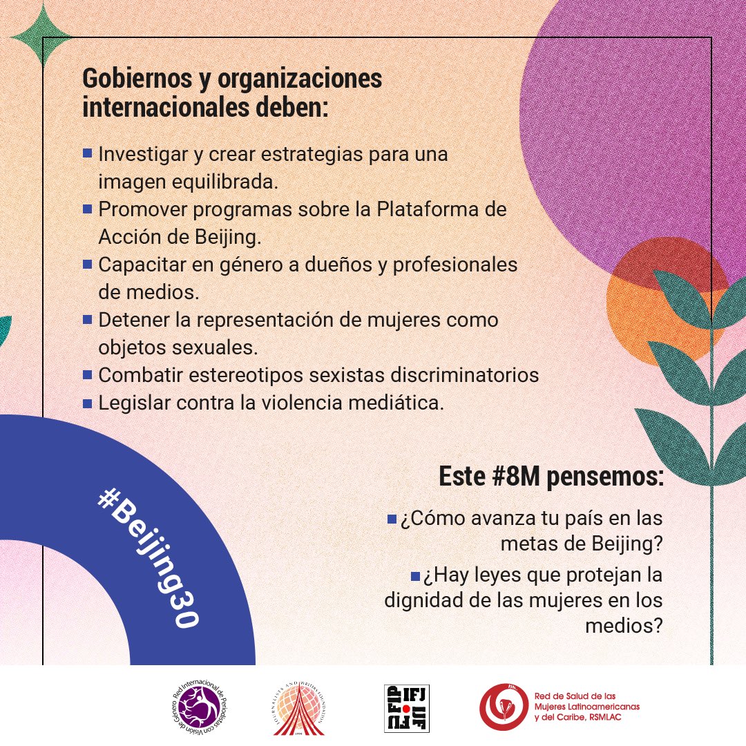 #CapítuloJ #Beijing30 #RIPVG #MujeresPeriodistas 
📣 El Capítulo J nos recuerda que la imagen de las mujeres en los medios de comunicación debe cambiar. ¡Es tiempo de acabar con los estereotipos y la violencia de género en los medios!