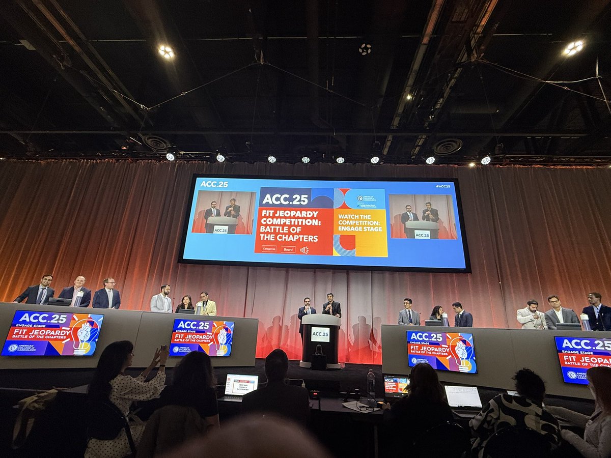 Usman A. Akbar, MD (@usman_aliakbar) on Twitter photo Semifinal 3 is heating up at #ACC25!
Chapters battling for a shot at the finals:
Indiana | Missouri | New York | Arizona
The pressure’s high, the questions are tougher — who’s going to rise to the top?
#FITJEOPARDY <a href="/ACCinTouch/">American College of Cardiology</a>
<a href="/SaurabhSDani/">Saurabh S Dani, MD, MSc</a> <a href="/wilzawall/">Wilson Lam</a> <a href="/DocBrownAB/">Anish Bhatt</a>
<a href="/AKBanga/">Akshat Banga, MBBS, MD</a> Semifinal 3 is heating up at #ACC25!
Chapters battling for a shot at the finals:
Indiana | Missouri | New York | Arizona
The pressure’s high, the questions are tougher — who’s going to rise to the top?
#FITJEOPARDY <a href="/ACCinTouch/">American College of Cardiology</a>
<a href="/SaurabhSDani/">Saurabh S Dani, MD, MSc</a> <a href="/wilzawall/">Wilson Lam</a> <a href="/DocBrownAB/">Anish Bhatt</a>
<a href="/AKBanga/">Akshat Banga, MBBS, MD</a>