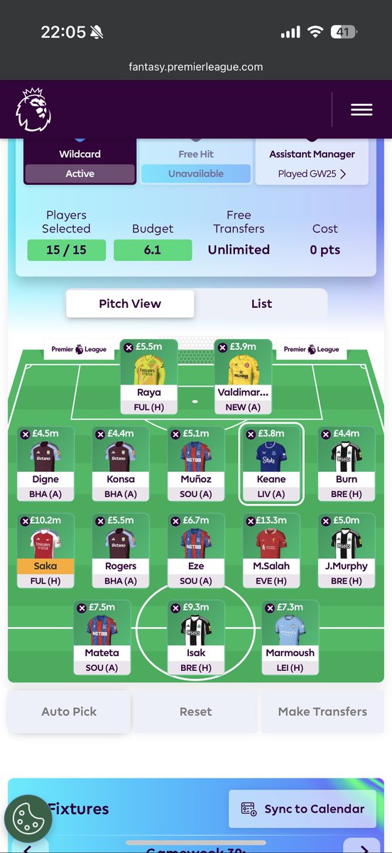 haz99__'s tweet photo. @FPL__Raptor Isak —> Haaland in 33 if fit https://t.co/TdGISWYxHl