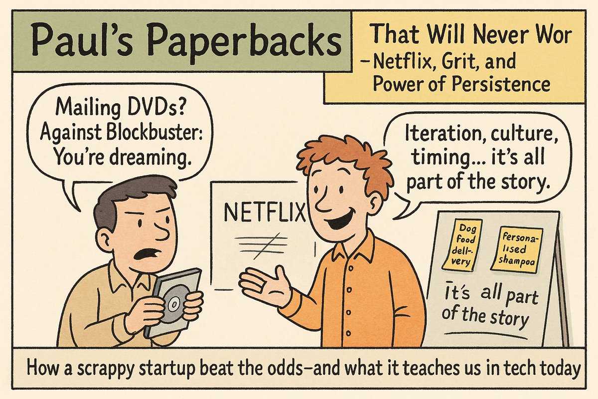 pauldob's tweet photo. 📚 That Will Never Work is more than just @netflix's origin story.
It’s a rallying cry for bold ideas, resilience, and the messy magic of startups.
Here’s my take on Marc Randolph’s brutally honest book 👇
 https://t.co/BgyJ1zlcpH
#Entrepreneurship #Startups #Innovation #Netflix https://t.co/y8wz85jTBG