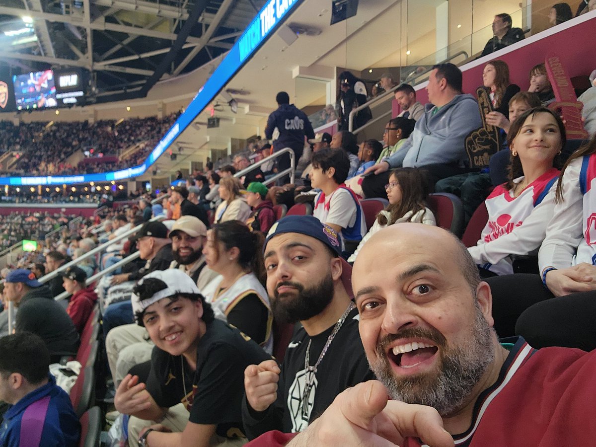HEARTofAmherst's tweet photo. Family night out!! Best TEAM! BEST DAY EVER!! #GOCAVS #LetEmKnow #CLINCHED https://t.co/owJxyPLyjI