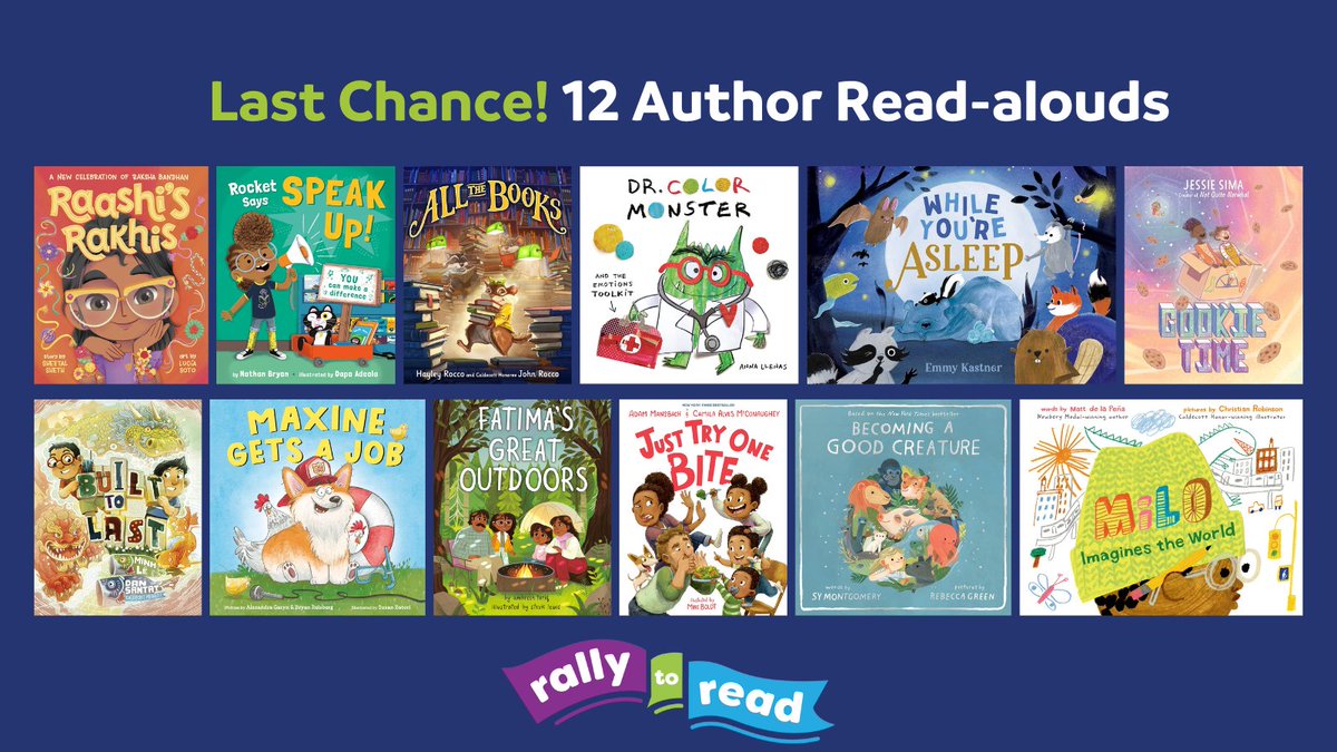 #RIF's #RallytoRead runs through TOMORROW! Watch all 12 of the amazing author read-alouds that are perfect for sharing with classrooms or at home to help children enjoy a great book. Also find fun book activities at RallytoRead.org #picturebook #childrensbook #kidlit