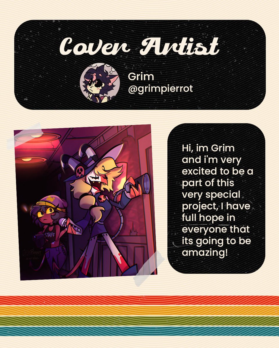 CONTRIBUTOR SPOTLIGHT 💫🌈

We are so excited that the amazing <a href="/grimpierrot/">grim || STORE OPEN 📌</a> is joining the zine team! 

Stay tuned for more updates including details about the zine prices, dates and behind the scenes!

#HellinTechnicolorZine #HelluvaBoss