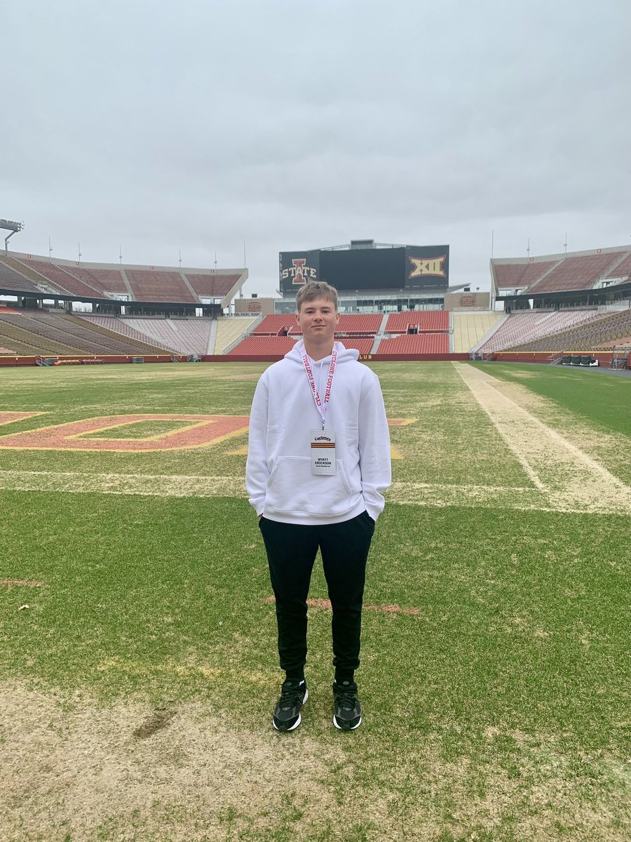 Wyatt Erickson 2027 (@_wyatterickson) on Twitter photo Thank you <a href="/CycloneFB/">Iowa State Football</a> for inviting me up to Ames for spring practice and visit! Great to see the culture that you have built in Ames and great to see you guys compete! Thank you <a href="/CoachJWaters/">Jake Waters</a> for spending time with me and telling me what being a Cyclone QB is all about! Thank you <a href="/CycloneFB/">Iowa State Football</a> for inviting me up to Ames for spring practice and visit! Great to see the culture that you have built in Ames and great to see you guys compete! Thank you <a href="/CoachJWaters/">Jake Waters</a> for spending time with me and telling me what being a Cyclone QB is all about!