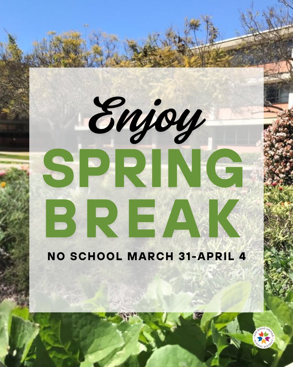We hope all of our educators, students, and their families enjoy a restful spring break! Schools and offices are closed Monday, March 31 - Friday, April 4. We look forward to seeing students back in class on Monday, April 7.