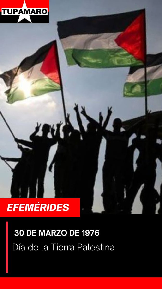 🗓️Hoy #30marzo #DiaDeLaTierraPalestina  reafirmamos nuestra solidaridad inquebrantable con el pueblo Palestino. Manifestamos nuestro apoyo incondicional a la Resistencia Palestina y su lucha heroica contra la ocupación sionista. 

Reconocemos su derecho legítimo a luchar por la