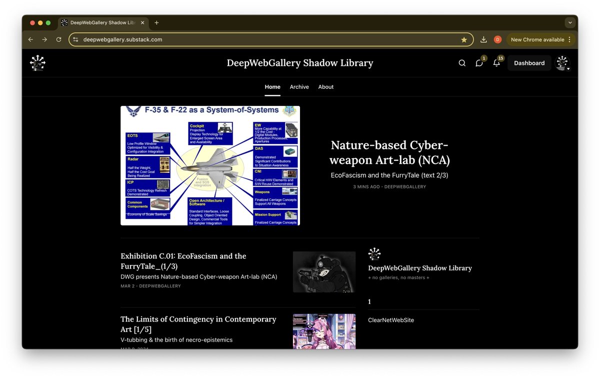 deepwebgallery's tweet photo. DeepWebGallery presents: Nature-based Cyber-weapon Art-Lab (NCA)

https://t.co/8L16a3cWng https://t.co/UUrQD8UTnH