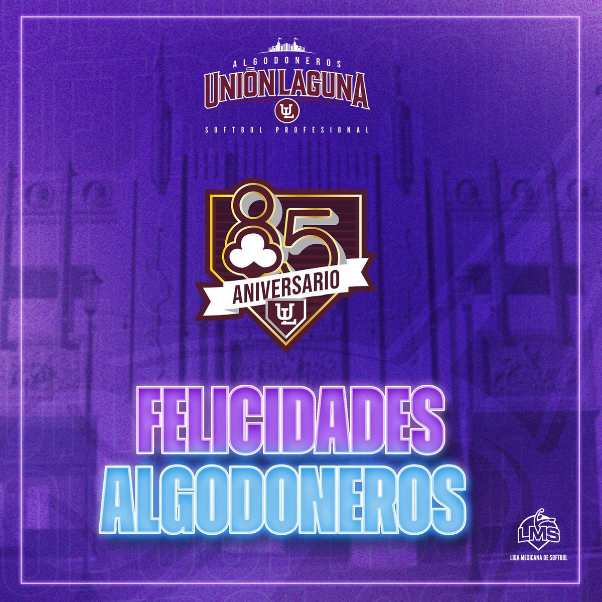 Nos llena de orgullo ser parte de la historia de esta gran institución, felicidades a nuestros <a href="/AlgodonerosUL/">Algodoneros Unión Laguna</a> por sus 85 años en la <a href="/LigaMexBeis/">Liga Mexicana de Beisbol</a> que sean muchos años más llenos de glorias y sigamos #CreandoUnaHistoriaImparable