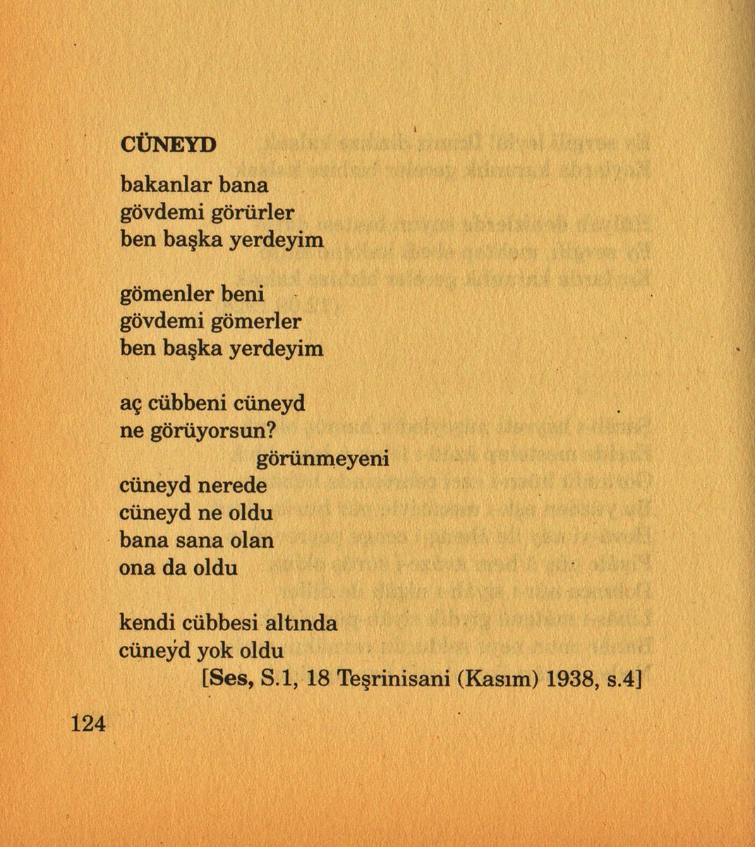 bakanlar bana 
gövdemi görürler 
ben başka yerdeyim 

gömenler beni 
gövdemi gömerler 
ben başka yerdeyim 

asaf hâlet çelebi