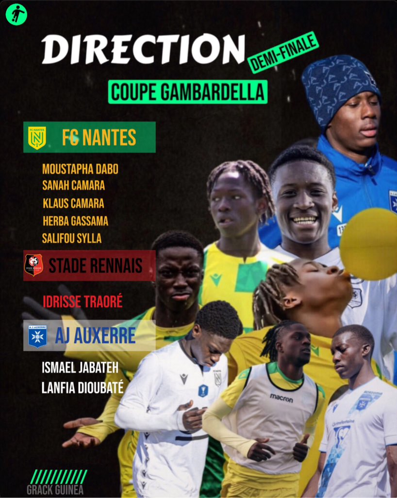 crackguinea's tweet photo. GAMBARDELLA 2025

Ce dimanche, lors des quarts de finale de la prestigieuse Coupe Gambardella (Coupe de France U18), nous avons assisté à des confrontations de haut niveau entre les meilleurs jeunes joueurs guinéens ou binationaux de cette catégorie.

🎨@Scout_GN https://t.co/St7NDcvObd