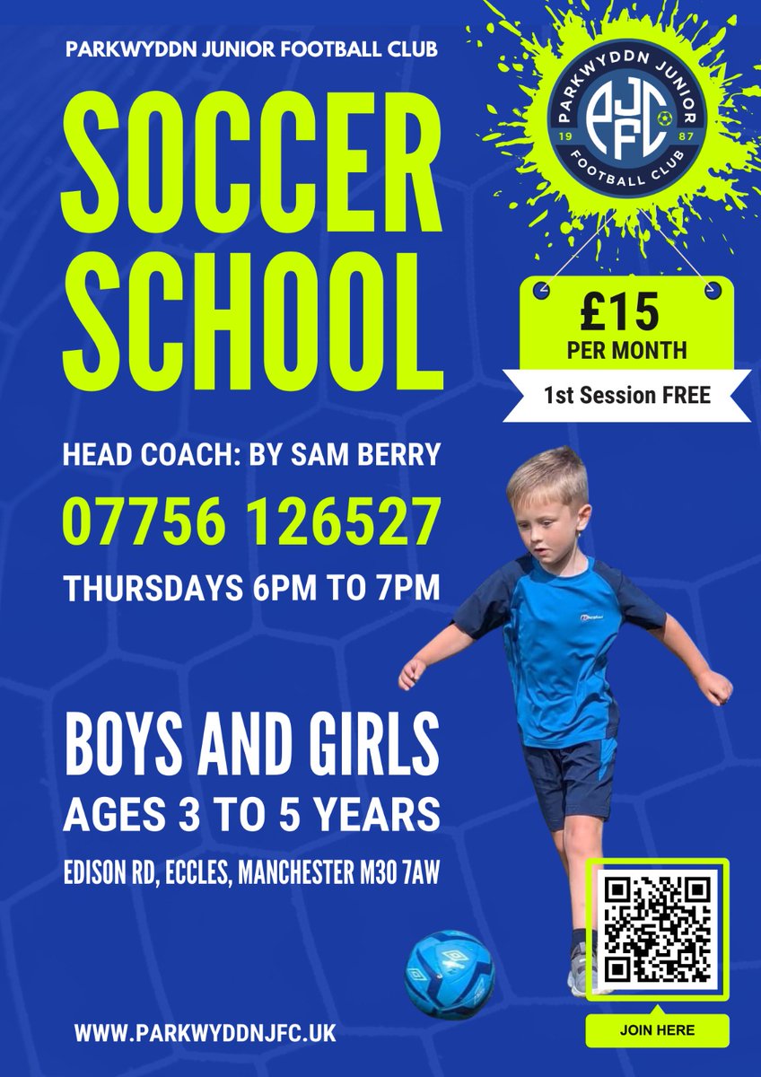 Join Parkwyddn JFCs Soccer School here....app.teamfeepay.com/s/XsIlcuxh4q