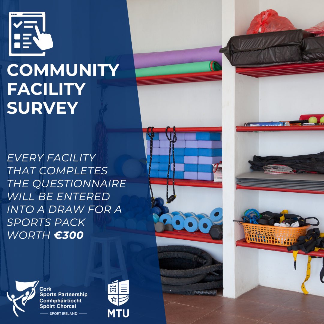 Cork Sports Partnership (@corksports) on Twitter photo 📣 Cork Community Facilities Survey 📝
🔍 <a href="/CorkSports/">Cork Sports Partnership</a> are looking to identify local support needs & assess potential future opportunities to boost sport & physical activity
All submissions entered into a draw for sports equipment worth €300 🎉
ℹ️ corksports.ie/latest-news/co… 📣 Cork Community Facilities Survey 📝
🔍 <a href="/CorkSports/">Cork Sports Partnership</a> are looking to identify local support needs & assess potential future opportunities to boost sport & physical activity
All submissions entered into a draw for sports equipment worth €300 🎉
ℹ️ corksports.ie/latest-news/co…
