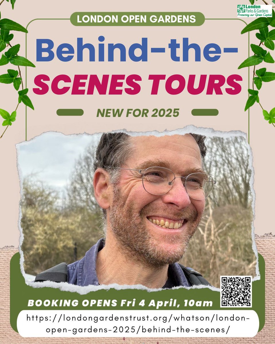 📣We've just announced a new strand for this year's London Open Gardens. Behind-the-scenes tours led by guest experts including award-winning ecologist Gideon Corby.

Booking opens 10am, Fri 4 April. 
See the programme: londongardenstrust.org/whatson/london… 🌳