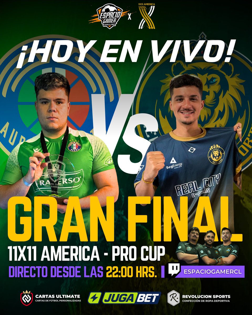 🔥 GRAN FINAL IMPERDIBLE 🔥

⚽ AUDAX ESPORTS vs REAL CITY ESPORTS ⚽
🏆 Final - 11x11 América Pro Cup 🏆

¡Chile vs Brasil en un duelo de gigantes! 🔥.

📺 Sigue la transmisión EN VIVO desde las 22:00 y no te pierdas ni un segundo de esta batalla épica. twitch.tv/espaciogamercl