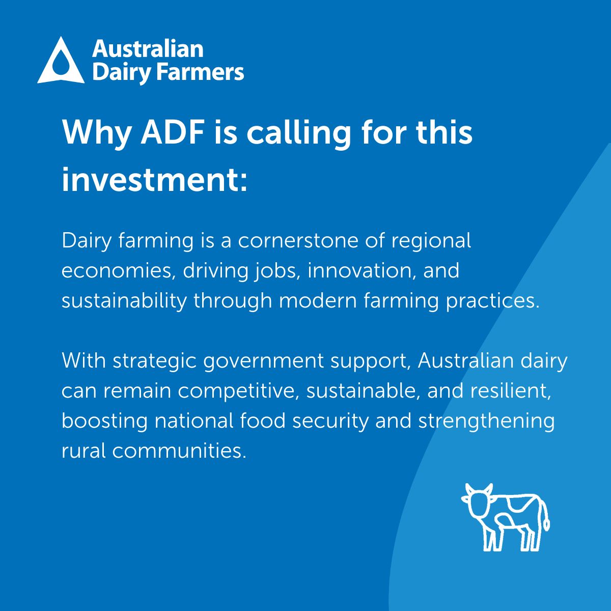 🚀🐄 Today we launch our 2025 election campaign, helping government take positive action to build a thriving future for Australian dairy farming.
Aus dairy is at a crossroads, but the Federal Government has an opportunity to help. Visit australiandairyfarmers.com.au/policy-advisor… 
#ausdairy #auspol