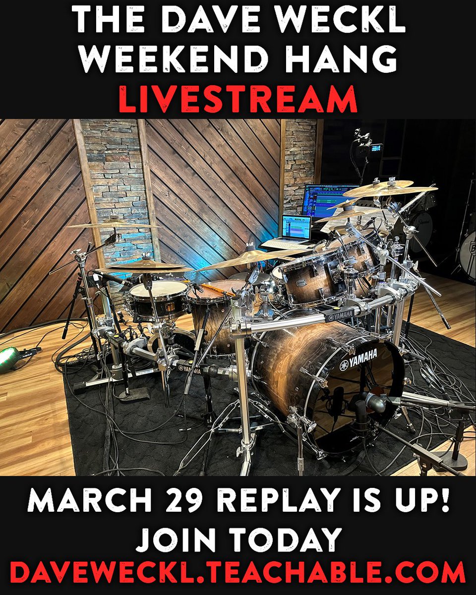 THANK YOU to everyone who joined yesterday's 2 hour livestream! Watch the replay in the "Breakout Topics" course in Dave's online school! Not a subscriber? Sign up at daveweckl.teachable.com for access to 70+ hrs. of lessons, play alongs, livestreams, concert footage, and more!