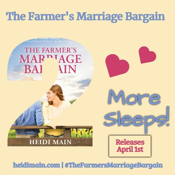 cps1950's tweet photo. The countdown continues! Order today! https://t.co/eUCEEwu1We #TheFarmersMarriageBargain #heidimann #loveinspired
@LoveInspiredBks #twomoredays @HeidiMain https://t.co/iQMX58BSCj