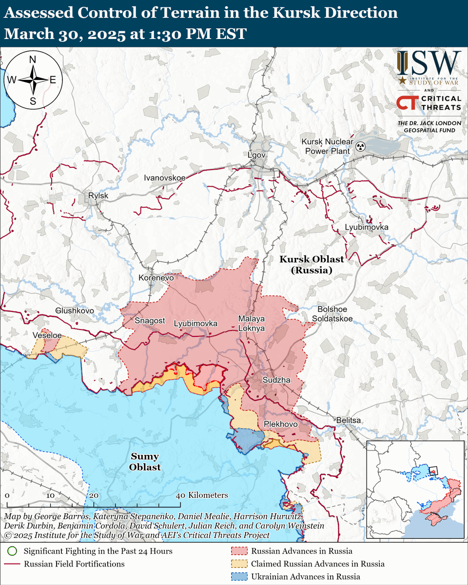 TheStudyofWar's tweet photo. NEW: US President Donald Trump expressed willingness to introduce additional sanctions targeting Russian oil and secondary sanctions against buyers of Russian oil if Russian President Vladimir Putin does not make progress towards a general ceasefire, including a ceasefire for land warfare in the near future. ⬇️

▪️ Trump stated during a phone call with NBC News on March 30 that he is "angry and pissed off" at Putin for disparaging Ukrainian President Volodymyr Zelensky's legitimacy as the leader of Ukraine.

▪️ Trump stated that if the United States and Russia are unable to "make a deal" – possibly referring to a general ceasefire or long-term peace in Ukraine – then the United States will place secondary sanctions on all "oil coming out of Russia." Trump stated that the United States will put a "25 percent tariff on all oil, a 25- to 50-point tariff on all [Russian] oil."

▪️ Trump stated that the United States will not allow companies or countries that purchase Russian oil to "do business" in the United States and that the United States could begin imposing secondary sanctions within the next month if Russia, Ukraine, and the United States do not conclude a ceasefire agreement. Trump stated that he will speak with Putin at an unspecified time later this week.

Putin reiterated long-standing Russian claims that Zelensky is the illegitimate leader of Ukraine on March 28.

ISW previously noted that the Kremlin's ongoing effort to characterize the Ukrainian government as an illegitimate negotiating partner casts serious doubt on the Kremlin's willingness to negotiate in good faith about a settlement of the war and sets informational conditions for Russia to violate any future peace agreement on the grounds that the Ukrainian government had no legal right to conclude it.