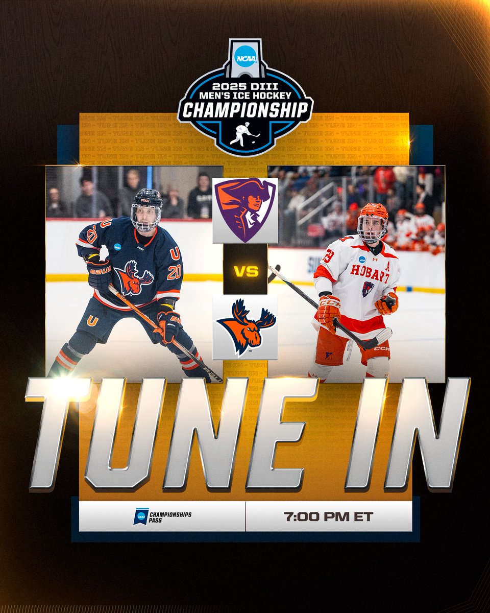 ‼️🏆TUNE IN TO THE NATTY🏆‼️

<a href="/HWSAthletics/">HWS Athletics</a>
🆚
<a href="/Utica_Pioneers/">Utica Pioneers</a> 

📺📊 on.ncaa.com/25D3MHKYCHMP
#WhyD3 | #D3hky