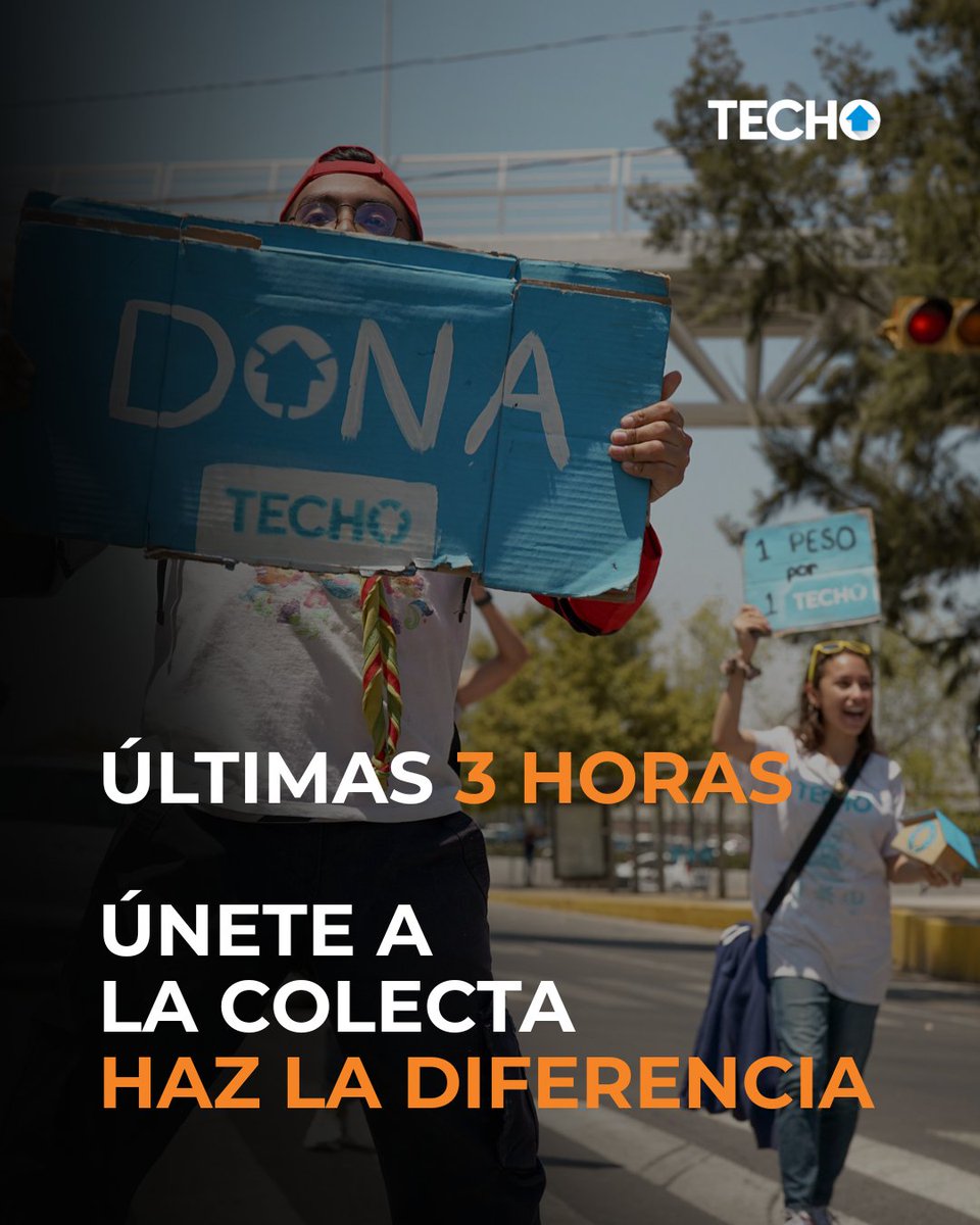 ¡Quedan tres horas para que seas parte de esta gran fiesta! 🕓✨

¡Suma tu donación! También desde donde estés en mexico.techo.org/dona/ 👈🏼
.
.
.
#TECHOMX #Colecta2025
#ElCambioQueConstruye #thehomedepot