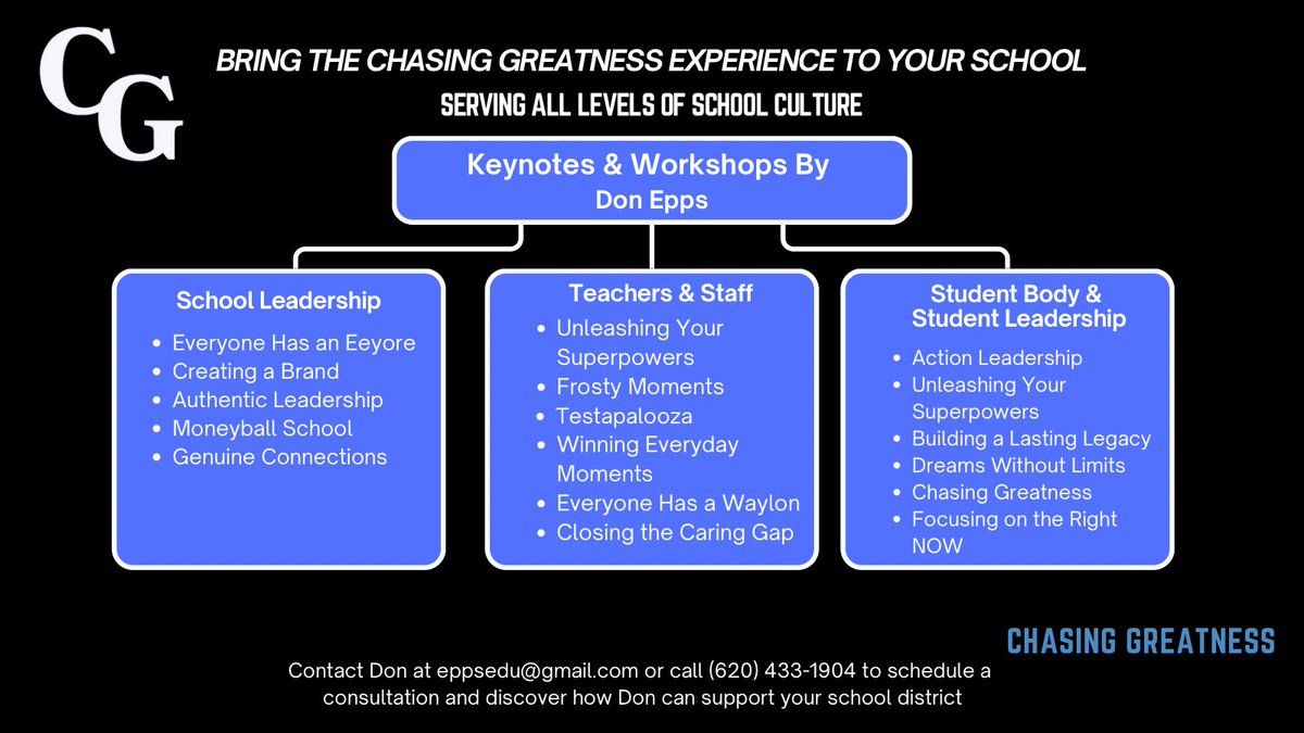 Kick off your new school year with the #ChasingGreatness Experience! 
An unforgettable, high-energy keynote that ignites passion, fuels motivation, and delivers extreme fun!

You’ll get your money’s worth in the first five minutes—the rest is free! 🔥🔥
#KSLeaders #JoyfulLeaders