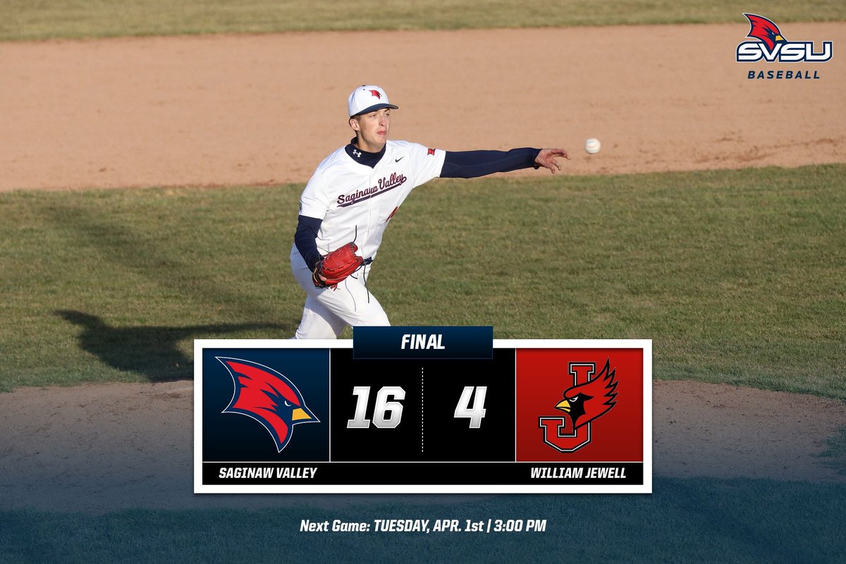 SVSU Baseball (@svsubaseball) on Twitter photo Cardinals WWWWWWW
<a href="/JJArbini/">JJ Arbini</a> dominant again (5-0) 7 IP, 3 H, 7 Ks, 1 ER
<a href="/RyanJarvis_21/">Ryan Jarvis</a> <a href="/austin_cicerone/">Austin Cicerone</a> <a href="/BuckSnabes/">Buck Snabes</a> <a href="/ScheibEthan/">Ethan Scheib</a> all with multi-hit days.
The offense as a whole took command of the game in the last 3 Innings, scoring 7, 2 & 7 runs consecutively Cardinals WWWWWWW
<a href="/JJArbini/">JJ Arbini</a> dominant again (5-0) 7 IP, 3 H, 7 Ks, 1 ER
<a href="/RyanJarvis_21/">Ryan Jarvis</a> <a href="/austin_cicerone/">Austin Cicerone</a> <a href="/BuckSnabes/">Buck Snabes</a> <a href="/ScheibEthan/">Ethan Scheib</a> all with multi-hit days.
The offense as a whole took command of the game in the last 3 Innings, scoring 7, 2 & 7 runs consecutively