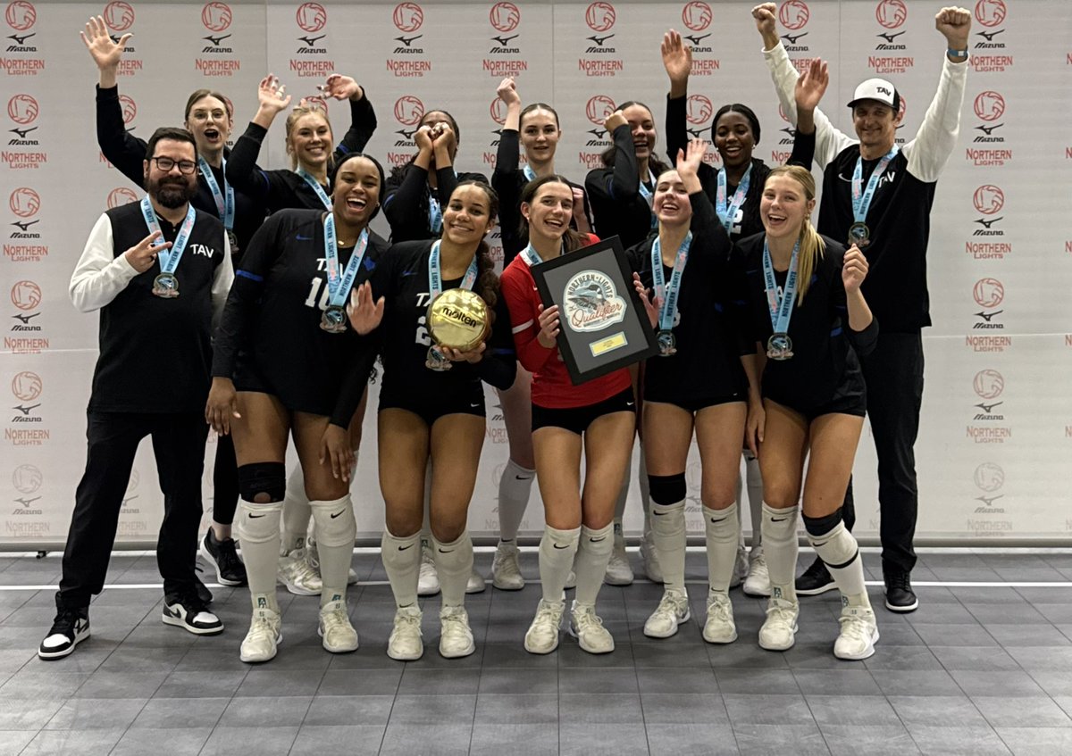 TAVVolleyball's tweet photo. Your 2025 Northern Lights Qualifier 16 Open Champions: #TAV16BlackPaul! #DoubleQualified #GoTAV https://t.co/8KGpZGQN10
