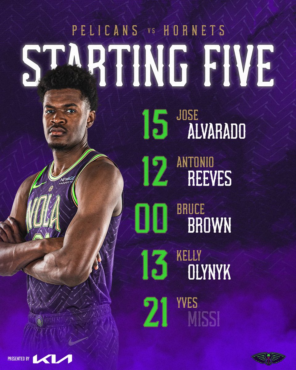 New face in the starting 5️⃣

#Pelicans | <a href="/Kia/">Kia America</a>