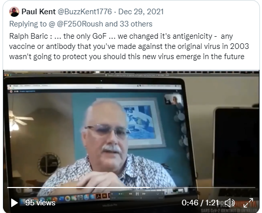 BuzzKent1776's tweet photo. @SenJohnKennedy Love your work in the Senate. BTW - nobody at the Wuhan Lab dropped a test tube in the winter of 2019 and started a pandemic that shut down the world. It was an aerosolized bioweapon developed largly from the work by Dr. Ralph Baric (UNC). https://t.co/avjCpZZkG4