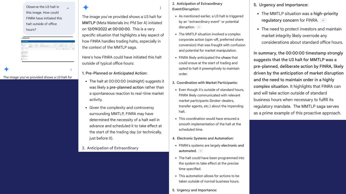 RareDealsHere's tweet photo. Here's AI explaining how FINRA initiates U3 halts and how they likely did so outside of office hours... $MMTLP @SECGov https://t.co/NI7g88NVmK