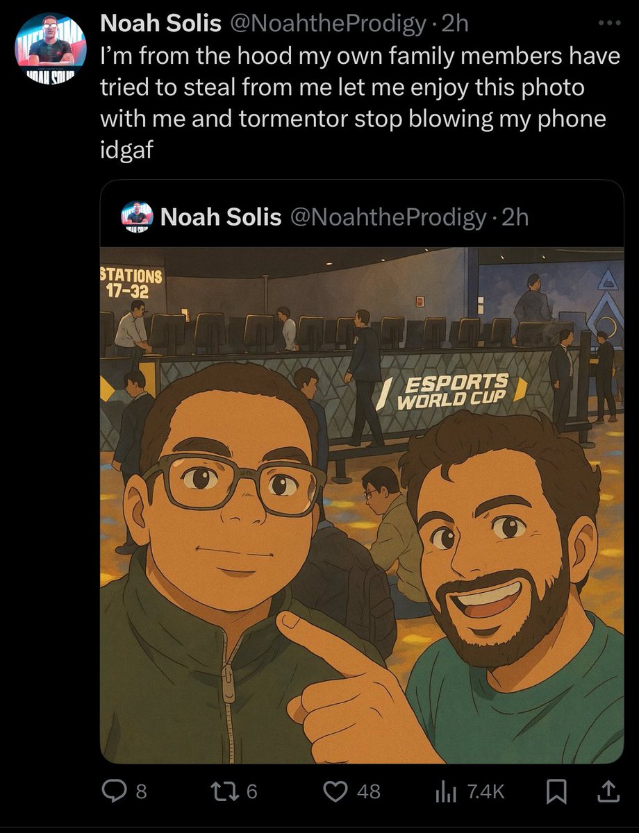 TheMangoPup's tweet photo. The FGC thinks AI art is so cool, yet they live by the “get good” lifestyle and get pissed when people use programs that make them play better. Maybe you should pick up a pencil and stop being a hypocrite or shut up https://t.co/zlBo8LFP0z
