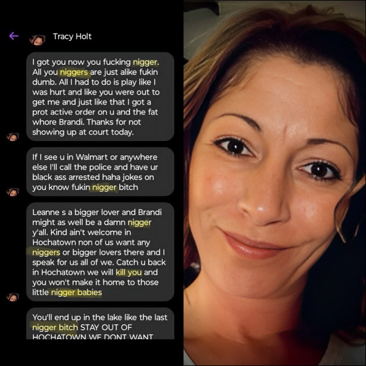 ‼️A White Woman Refused To Pay A Woman She Hired To Clean Her Cabins, When Confronted About Payment, She Called Her A N*GGER. 😳

📍Hochatown, Oklahoma

Meet The RACIST Tracy Regina Holt.