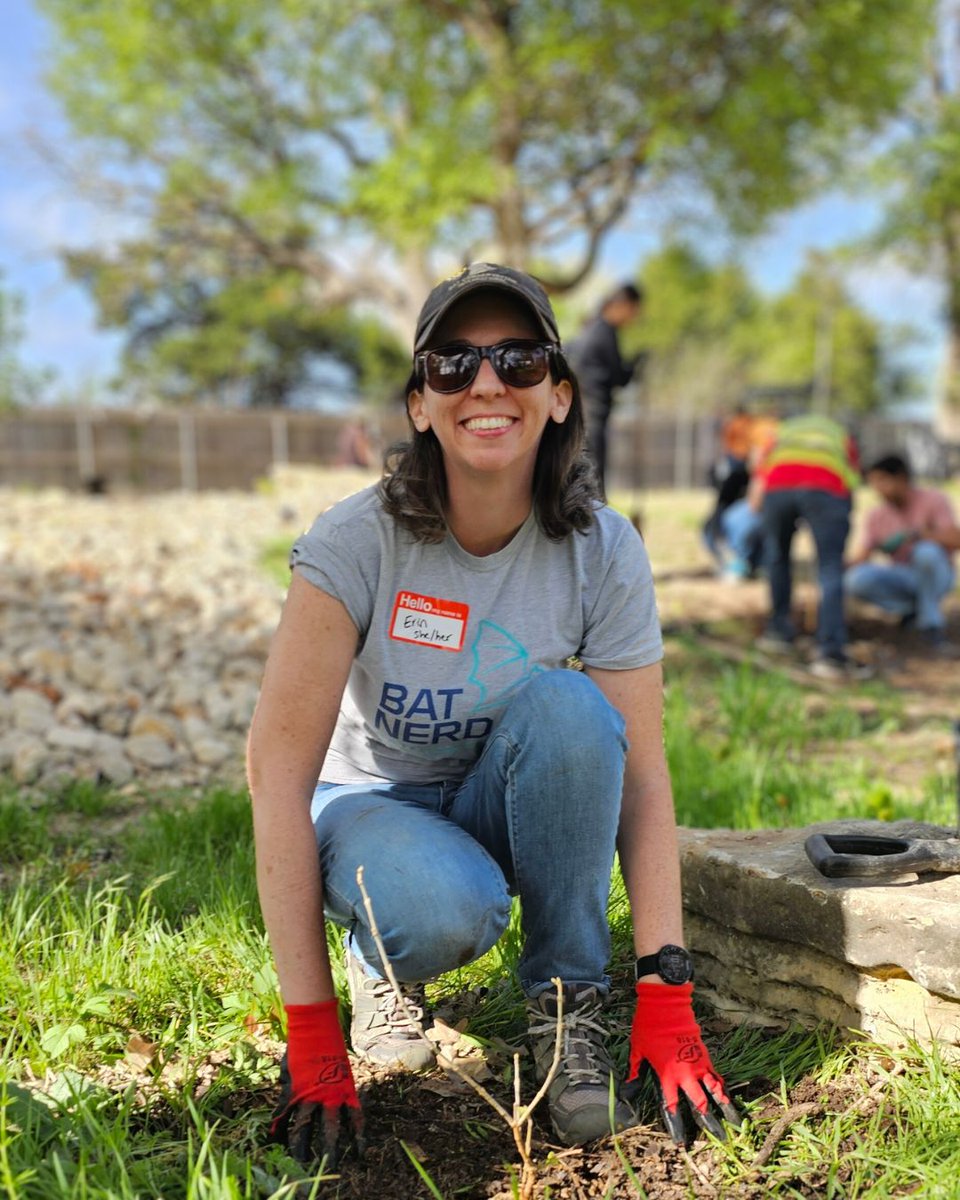 Last weekend, BCI partnered with <a href="/TreeFolks/">TreeFolks</a> to plant bat-friendly trees at a garden in Austin, Texas. These native trees will provide habitat for bugs (aka bat food) while providing shade and beautifying  the community. 
📷 Héctor González/TreeFolks