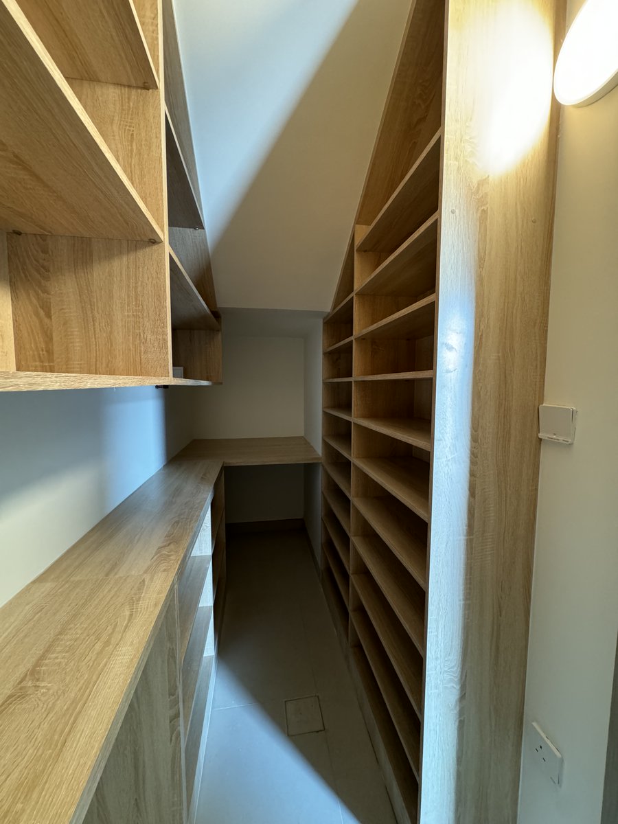AbdullaCEDubai's tweet image. Understair open shelving &amp;amp; laundry cabinets custom-made using MR melamine MDF in Al Furjan, Dubai. Includes overhead storage w/ LED lighting, floor cabinet for shoes &amp;amp; electrical works. #UnderStairStorage #LaundryCabinets #MelamineMDF #AlFurjan #DubaiHomes
 #تخزين_أسفل_الدرج