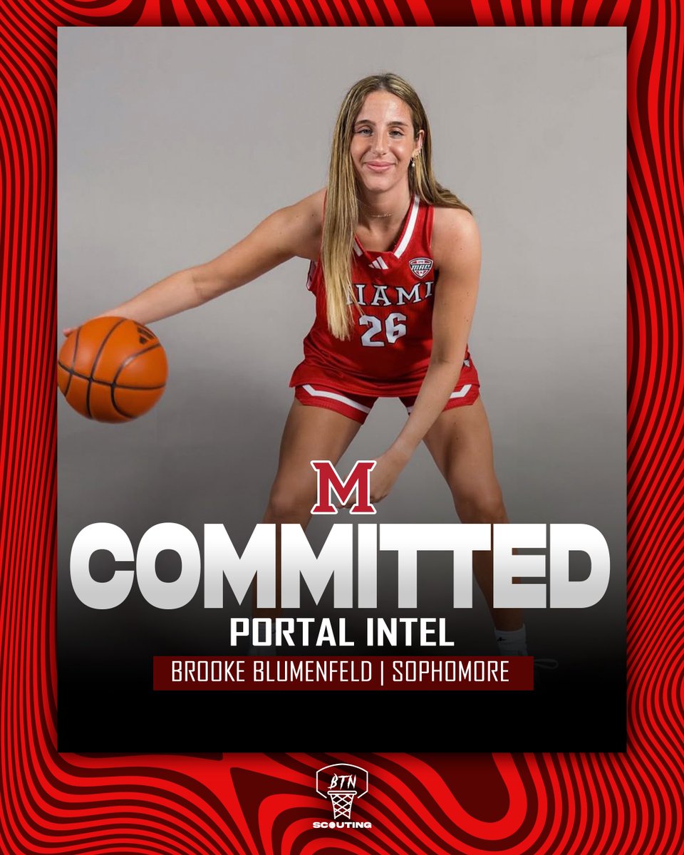 BTNScouting's tweet photo. NEWS: Former Northern Illinois Huskie Brooke Blumenfeld (@Brooke_blume) commits to Miami (OH) & Head Coach Glenn Box (@GlennBox), sources tell @BTNScouting . 

The 6-0 Forward is a Sophomore from Northbrook,IL. Brooke adds depth to the Redhawks front line. 

#TransferPortal | #BTNScouting