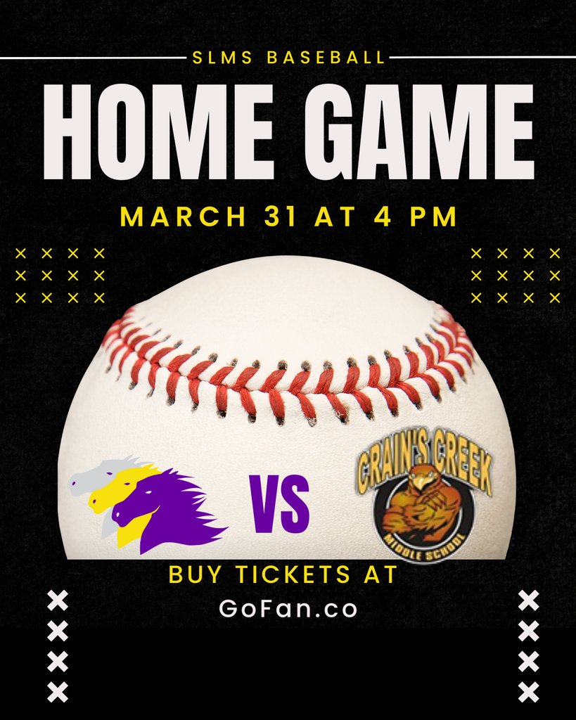 Stallions!! Join us tomorrow for our home baseball and soccer games against Crain's Creek.   Games start at 4 pm.   We are asking all students to be picked up by 5:15 pm.