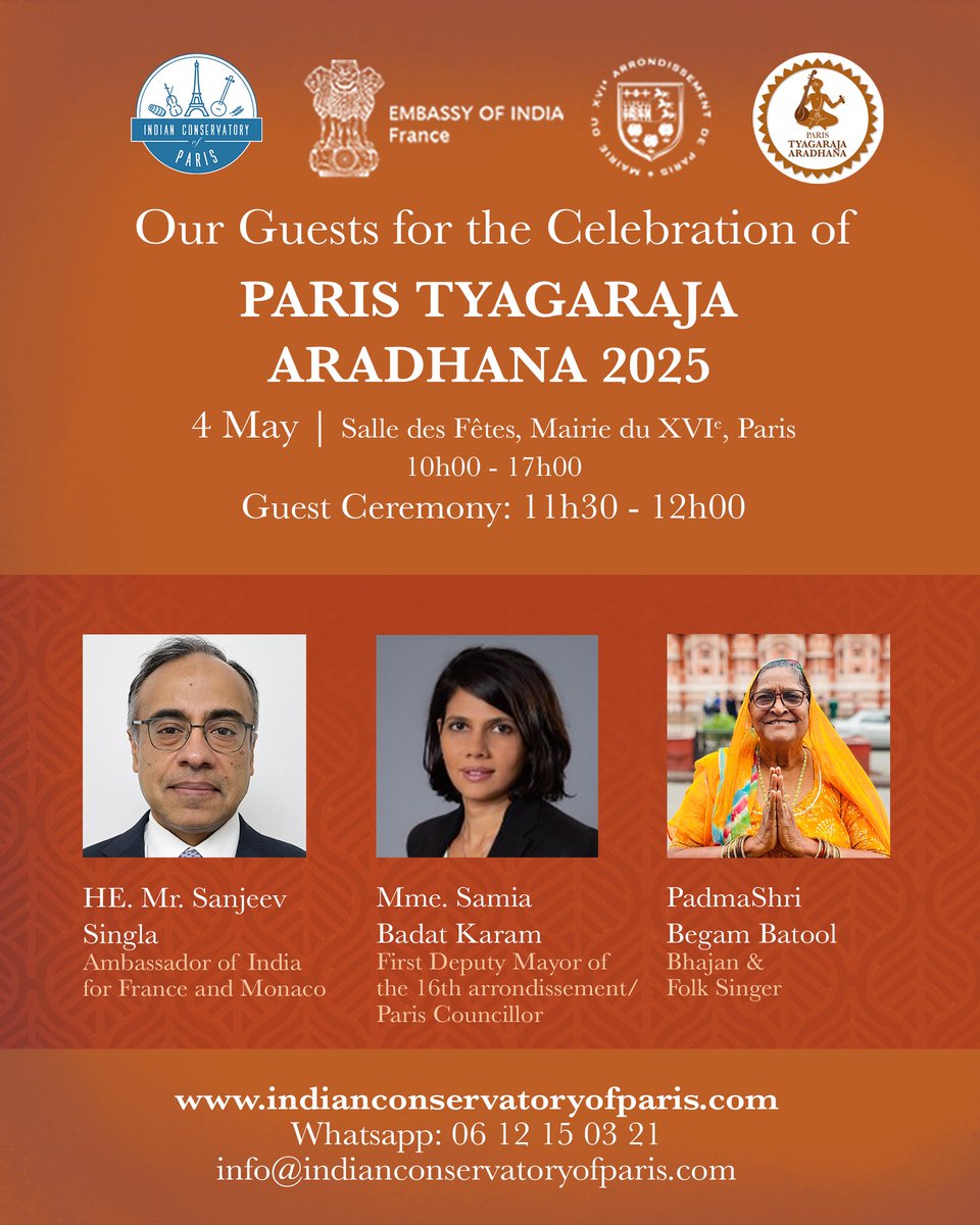 theICParis's tweet photo. Join us for the 8th Paris Tyagaraja Aradhana on may 4th - Europe's biggest Indian classical music and dance festival 

@IndiaembFrance @mairiedu16 @samiabadat @Jeremy_Redler 
@bhavanamusic8 @PradyumnaKanda1 https://t.co/AhljSmYXqk