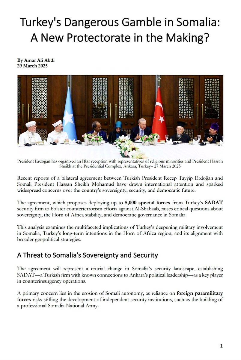 GlosoyaOrg's tweet image. 🔴 BREAKING!
A Must Read & Share Analysis about Turkey’s Dangerous Gamble in Somalia 🚨
Why the new bilateral agreement between Erdoğan & Hassan Sheikh is raising concerns about Somalia’s sovereignty, with Turkey’s SADAT paramilitary forces taking a frontline role in the…