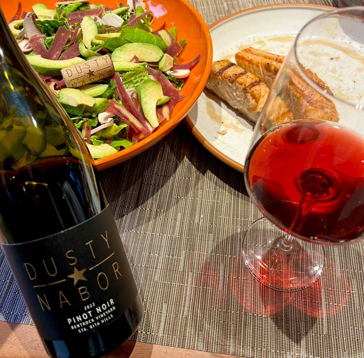Dave Razzari (@_drazzari) on Twitter photo Share & Pair Sunday with this <a href="/dustynaborwines/">Dusty Nabor Wines</a> pinot noir. Paired with grilled salmon & salad. This shows a nose of strawberry, leather & carnations with flavors of dark cherry, tobacco & blood orange. What’s on your Share and Pair Sunday menu? Share & Pair Sunday with this <a href="/dustynaborwines/">Dusty Nabor Wines</a> pinot noir. Paired with grilled salmon & salad. This shows a nose of strawberry, leather & carnations with flavors of dark cherry, tobacco & blood orange. What’s on your Share and Pair Sunday menu?