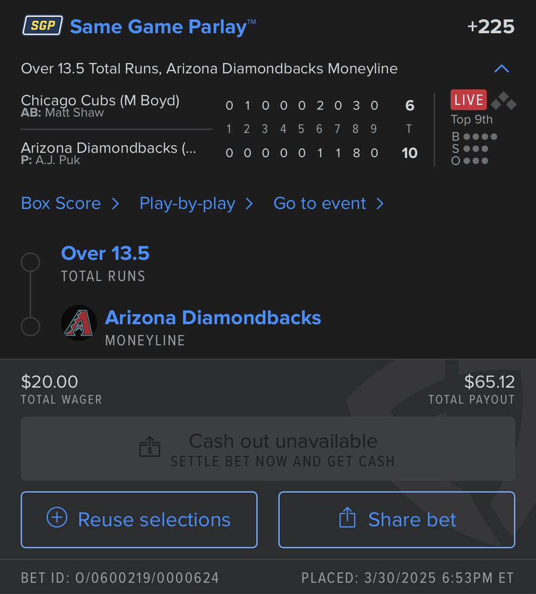 _Quaill's tweet image. Line em up &amp;amp; knock em down..dbacks losing 2-6 in the 8th inning couldn’t place the wager quick enough! #RohitSharma𓃵 #Snakesstillalive #Dbacks #Cubs #Comeback #MLBPicks #Livegamegambling #Belttoasswhenitcomestothebullpin #MLBCentral #Streaking #GamblingTwitter #GamblingX