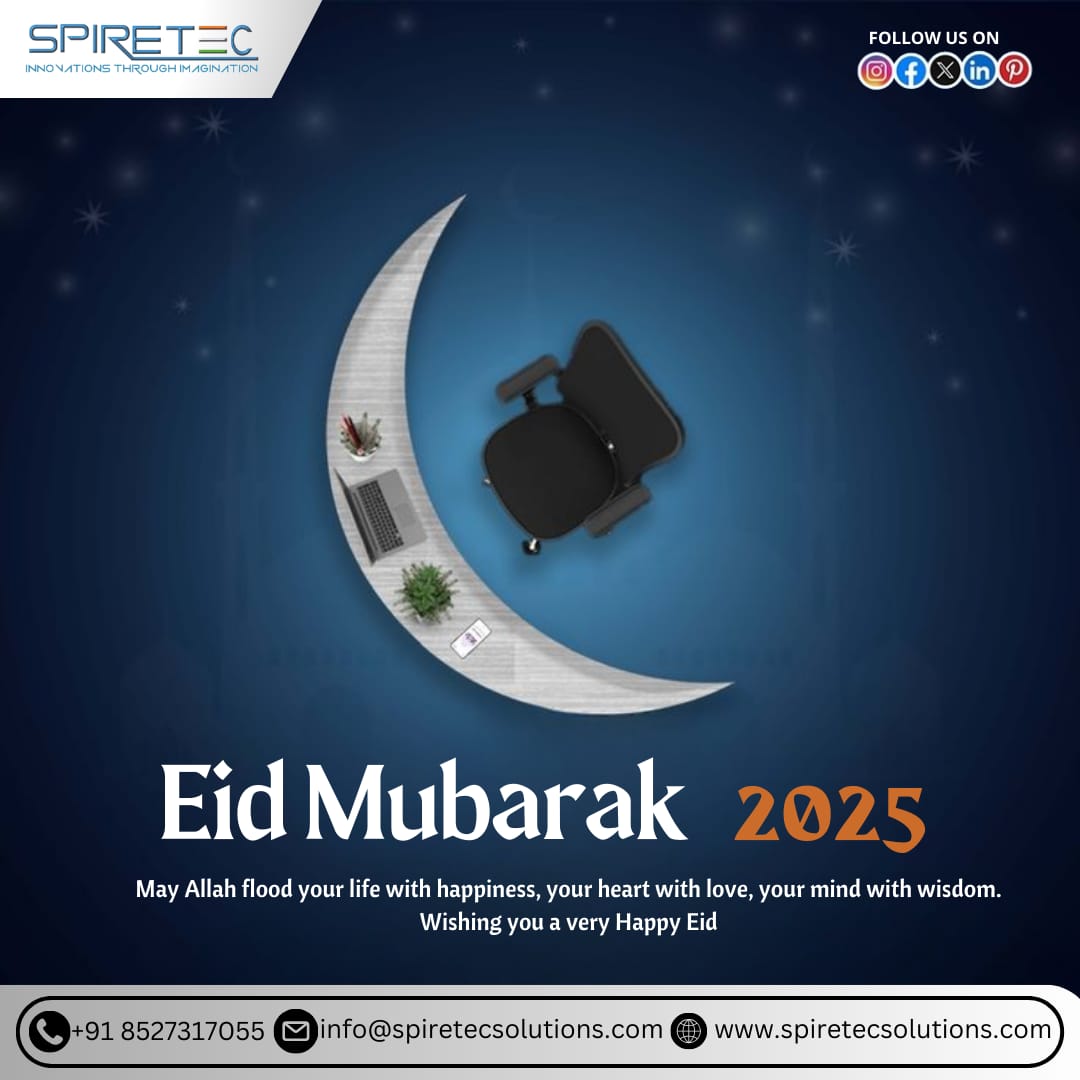 Spiretec_Train's tweet image. 🌙 Eid Mubarak from SpireTec Solutions! 🌙
May this Eid bring joy, success, and prosperity to you and your loved ones. Wishing you happiness, peace, and new achievements in both your personal and professional life.
✨ Eid Mubarak! ✨
#EidMubarak #SpireTecSolutions