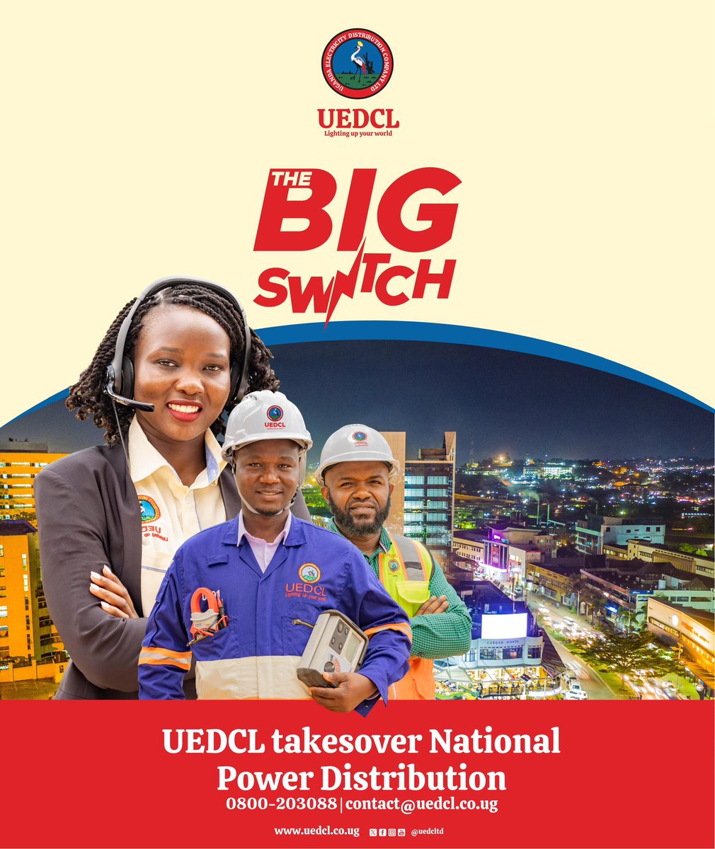 GCICUganda's tweet image. #TheBigSwitch is finally here!!! Today, @UEDCLTD officially takes over National Power Distribution, ushering in a new era of reliable electricity for all Ugandans. #OpenGovUg