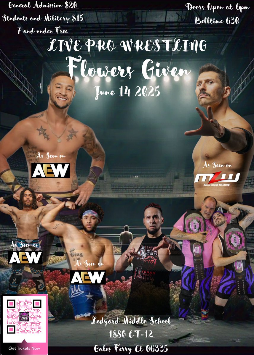Join us for Live pro wrestling in an event you won't want to miss.
#prowrestling #Connecticut #Ledyard #Mystic #NewLondon #Televised #WWE #AEW #NWA #Impact #MLW #liveprowrestling #WONsports