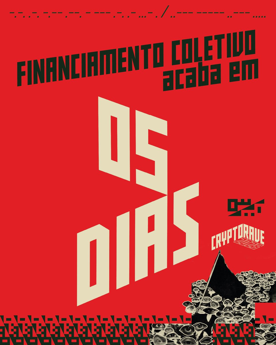 PESSOAL, NÃO QUERENDO DESESPERAR NINGUÉM, MAS FALTAM 25%! 

Manda para suas amizades!! Aquela tia rica, ou aquele professor que cê sabe que pode ajudar!

Falta muito pouco, mas precisamos de 5% por dia!
catarse.me/cryptorave2025