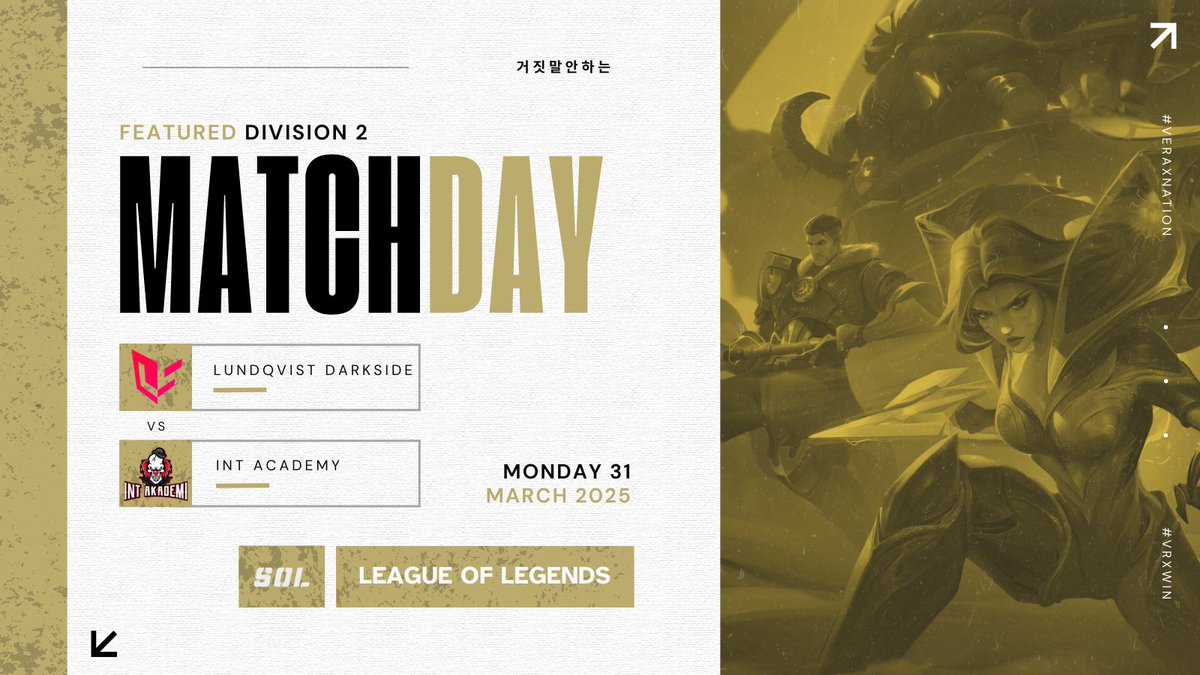 ‼️FEATURED MATCHDAY‼️ 

As we move into playoffs, our first featured BO3 match will be played in div. 2 this very evening! We'll be live a bit before game start🔥

⏰| 18:30 CET
🎙️| <a href="/G0bice/">Gobice</a> &amp; <a href="/PappaPatryk/">PappaPatryk</a>
⚔️| <a href="/LightsideSWE/">Lundqvist Lightside</a> Darkside vs <a href="/INT_ESPORTS_LOL/">INT Esports</a> Akademi

#SOLS10 #SOL25