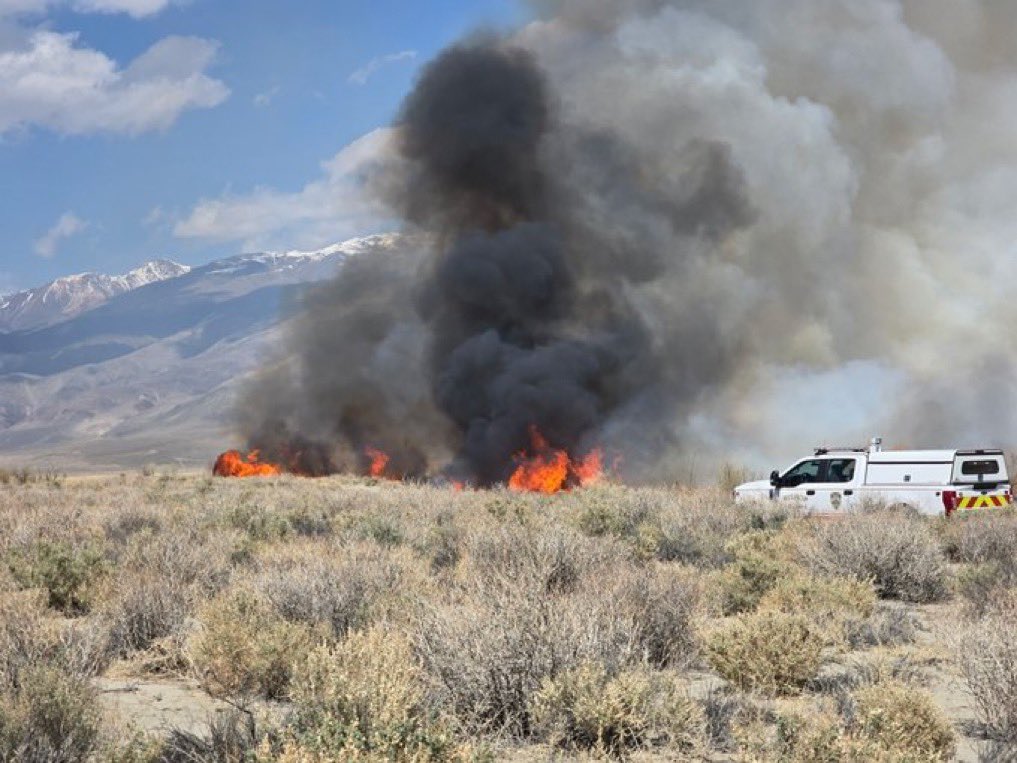 tparon's tweet photo. 🚨🇺🇸US Sikorsky S-70i Fire Hawk #N479DF helicopter is helping with the Silver Fire in CA they are asking for additional air support for the fires🔥
The quick moving fire is north of the Bishop Airport off Highway 6 and has burned over 150 acres in Mono and Inyo County’s they have evacuations orders for these counties.